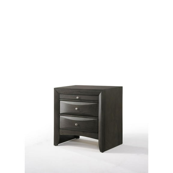 Wooden Nightstand with Bevel Drawer Front, Gray- Saltoro Sherpi