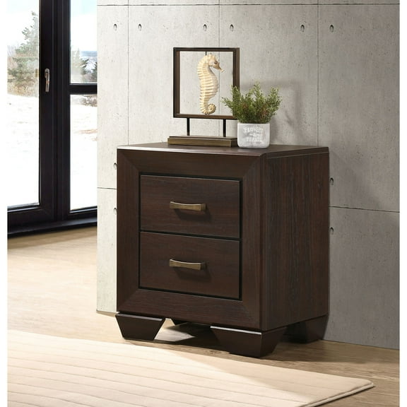 Wooden Nightstands Copper Dark Cocoa 2-Drawer Rectangular Nightstand,Bedside Nightstands
