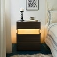 Wooden Nightstands LED Nightstands 3 Drawer Dresser for Bedroom End ...