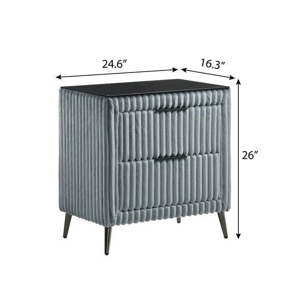 Wooden Nightstands Mavela Wide Wale Corduroy Upholstery Nightstand, Blue,Nightstands With Drawers