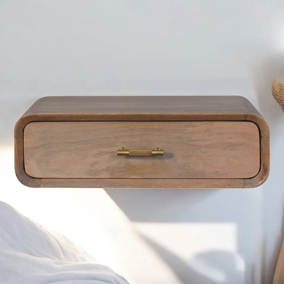 Wooden Nightstands Solid Wood Sonoma T-Bar Wall-Mounted Nightstand, 1-Drawer, Light Brown,Bedside Nightstands