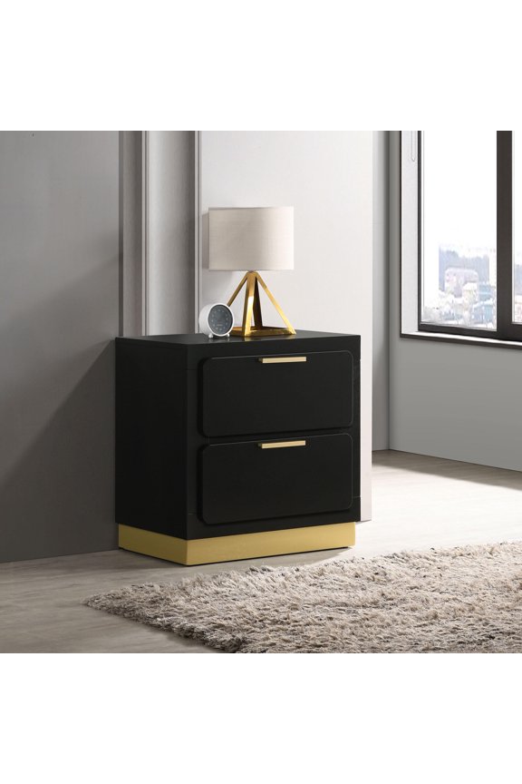 Wooden Nightstands, Sophia Black 2-drawer Nightstand, Black Bedside Nightstands,Solid Wood+Mdf Nightstands With Drawers, Furniture Bedroom Furniture Nightstands Sophia Black 2-drawer Nightstand