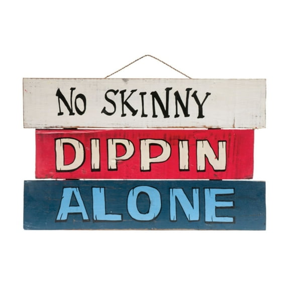 Wooden No Skinny Dippin Alone Wall Hanging Pool Sign