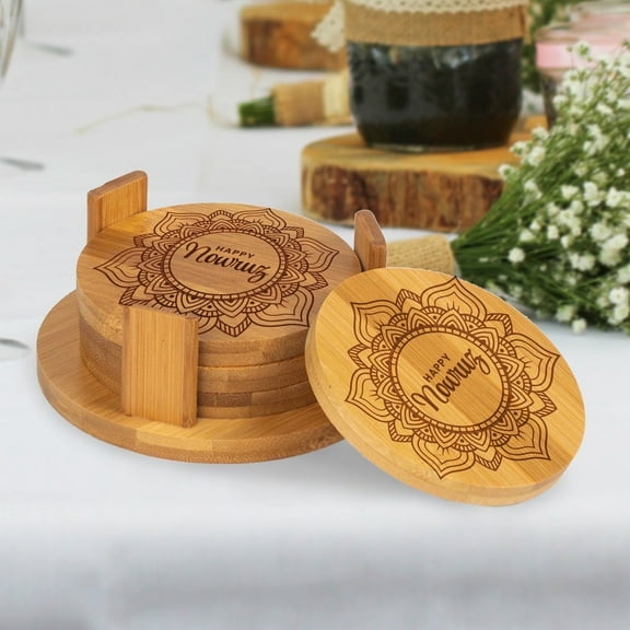 Wooden Nowruz Coaster Set | Persian New Year Coasters | Nowruz Festival Home Decor Coasters