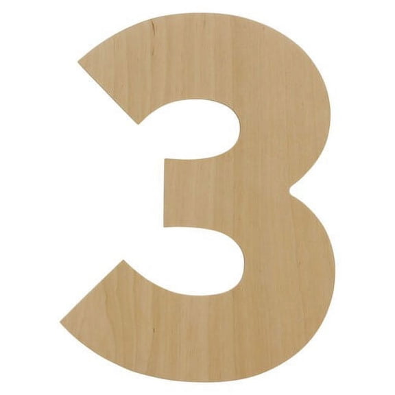 Wooden Number 3 Cutouts 8", Wooden Numbers for Wall Decor, Home Decor, Crafts, and Party Decorations by Woodpeckers