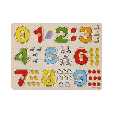 Wooden Number Puzzles for Kids, Number Shape Puzzle with Puzzle Board and Number Blocks Montessori Toddler Puzzles Preschool Educational Toys for Boys Girls