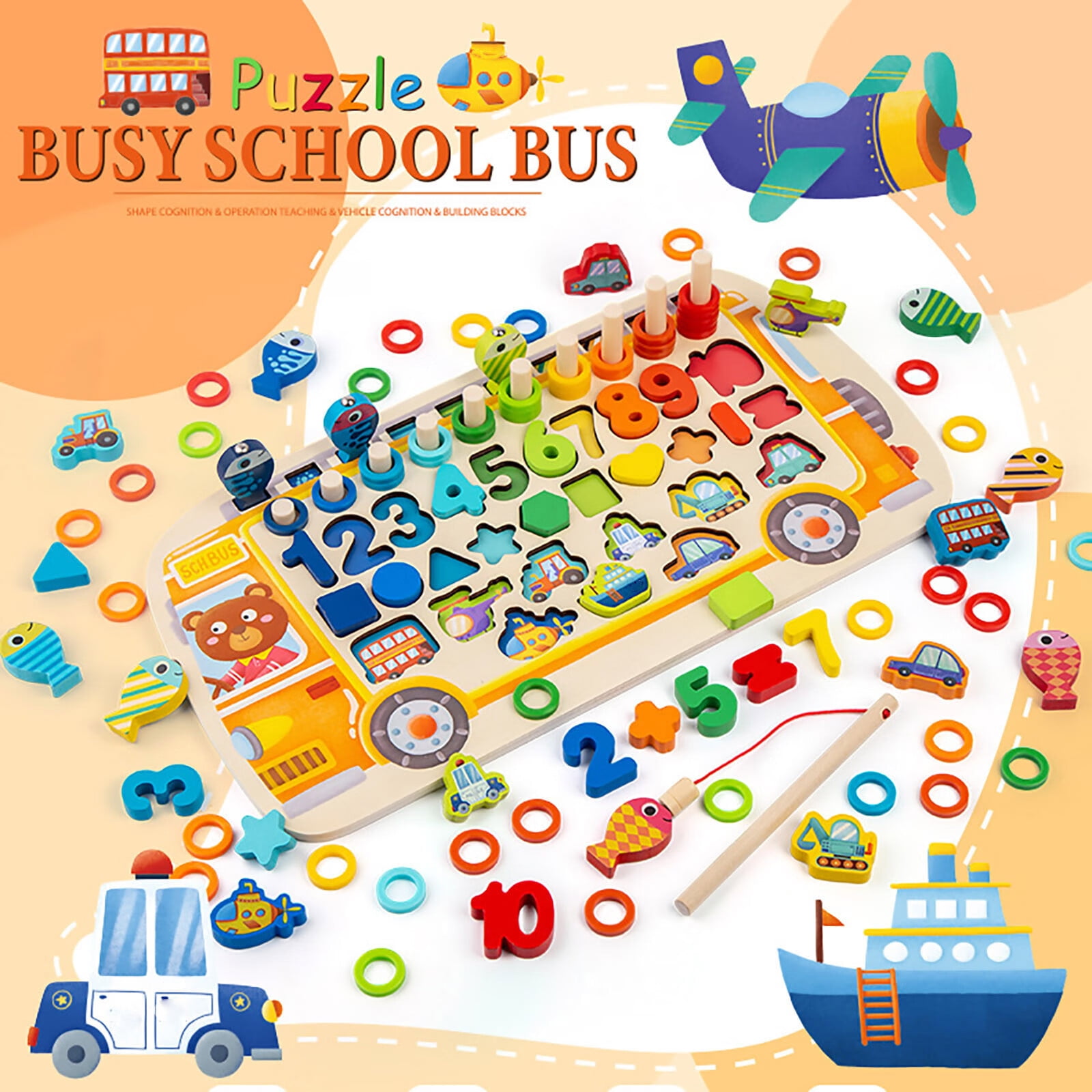 Wooden Number Puzzles Toys For Toddlers Kids Shape Sorter Puzzle Board