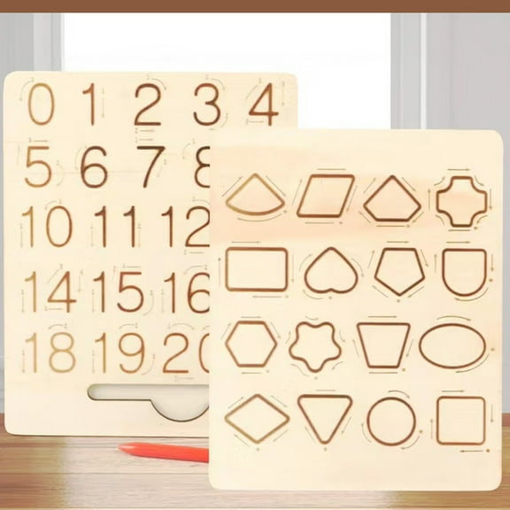 Double-Sided Learning Toy, Alphabet & Number Tracing, Montessori Educational Tool, Natural Wood Material, Portable Writing Practice, Kids Early Learning Gift