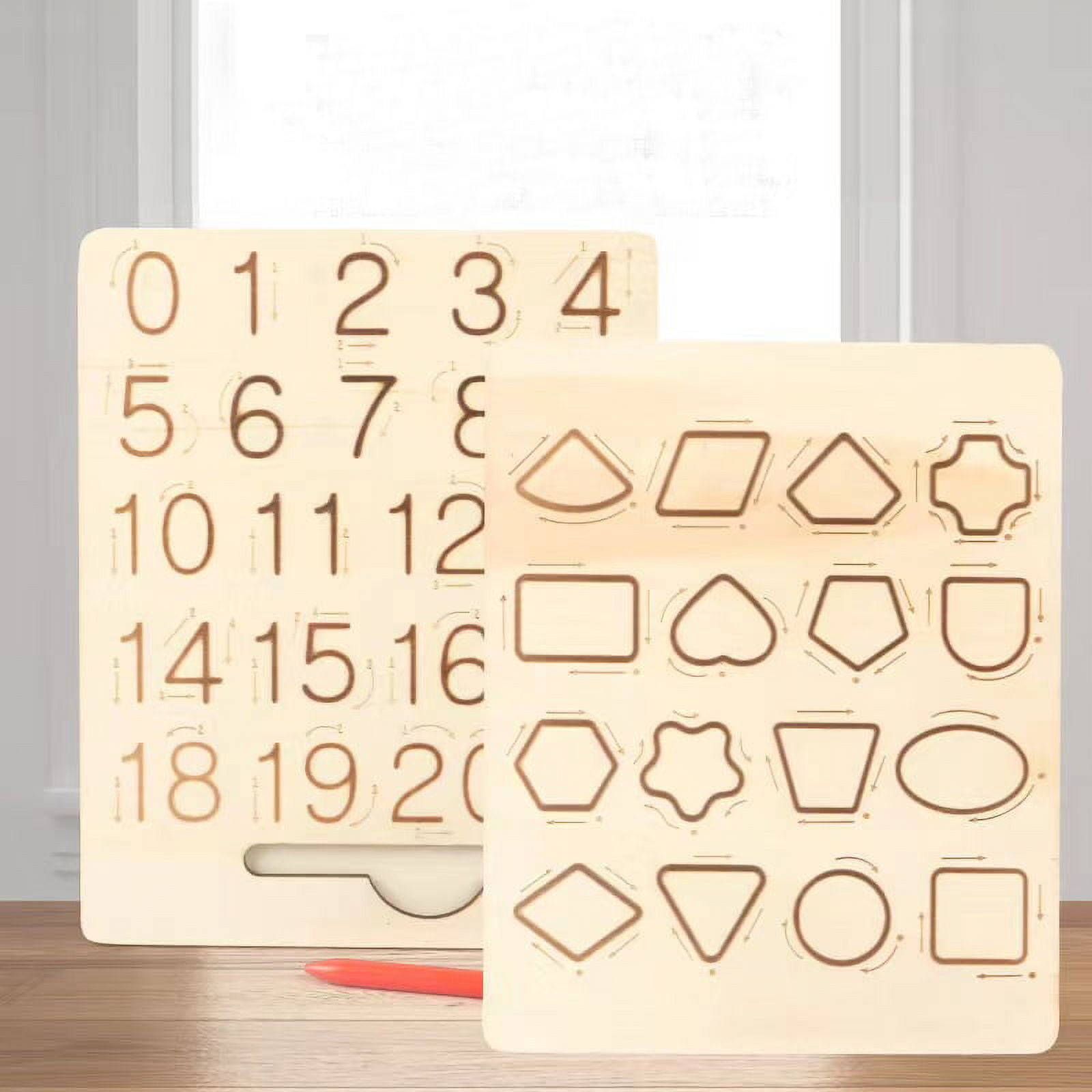 BeginAgain - Wooden Alphabet & Numbers Tracing Boards w/ Stylus USA MADE