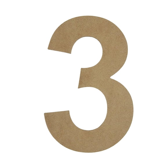 Wooden Number Unfinished, Arial Font, Craft Cutout