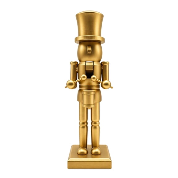 Wooden Nutcracker Christmas Decoration, 9.84" Gold Nutcracker Soldier