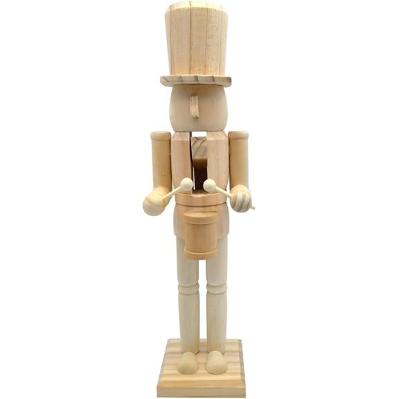 Wooden Nutcracker Figure 15 in Unpainted DIY Blank Puppet for Christmas Crafting