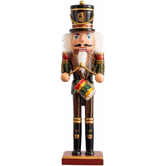 Wooden Nutcracker Figurine 12 Inch, Hand-Painted Decorative Soldier Statue, Tabletop Home Dcor for Holiday, Spring and Easter Seasonal Display.