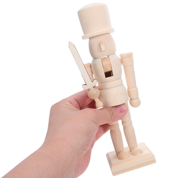 Wooden Nutcracker Soldier Figurine Manikin Jointed Unfinished Wood Peg Dolls for DIY Crafts 20cm