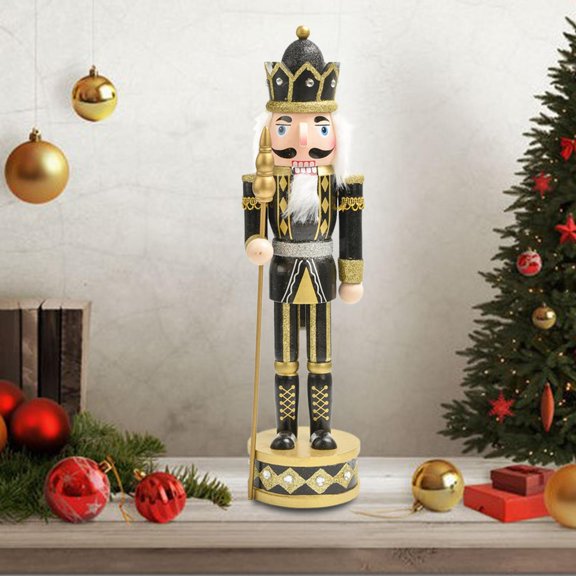 Wooden Nutcracker Soldier Figurine Ornament for Windmill , Gold, Small