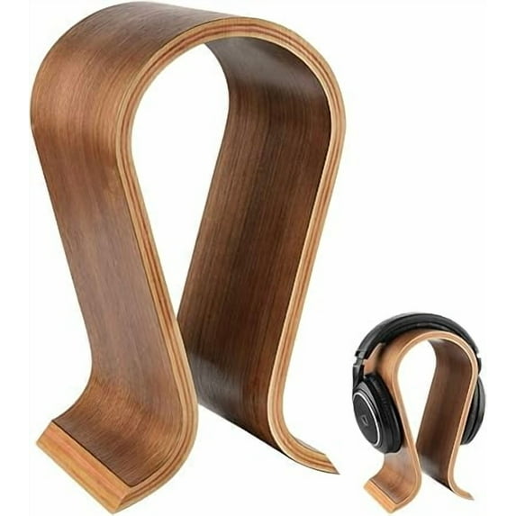 Wooden Omega Headphones Stand/Wooden Headphone Hanger/Wood Headset Holder/Omega Earphone Desk Display Hanger - Wooden Headsets Walnut Finish
