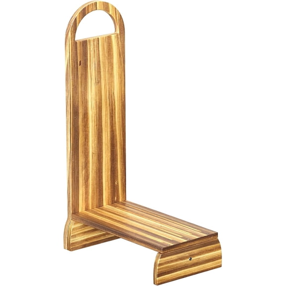 Wooden One Step Stool with Handle, 6" Height Wooden Step for Bathroom/Kitchen, Solid Wooden Step with Semicircle feet for Elderly, Adults, Kids to Get in & Out of Bed Easily(440LBs Capacity)