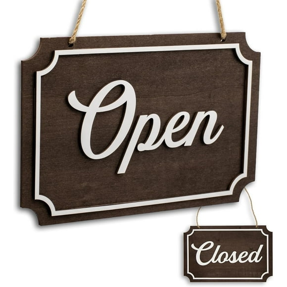 Shop Open and Closed Signs for Business in Bright and Wooden Styles