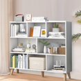 ANJORALA 8 Cube Vertical Bookshelf 3 Tier Open Bookcase with Legs