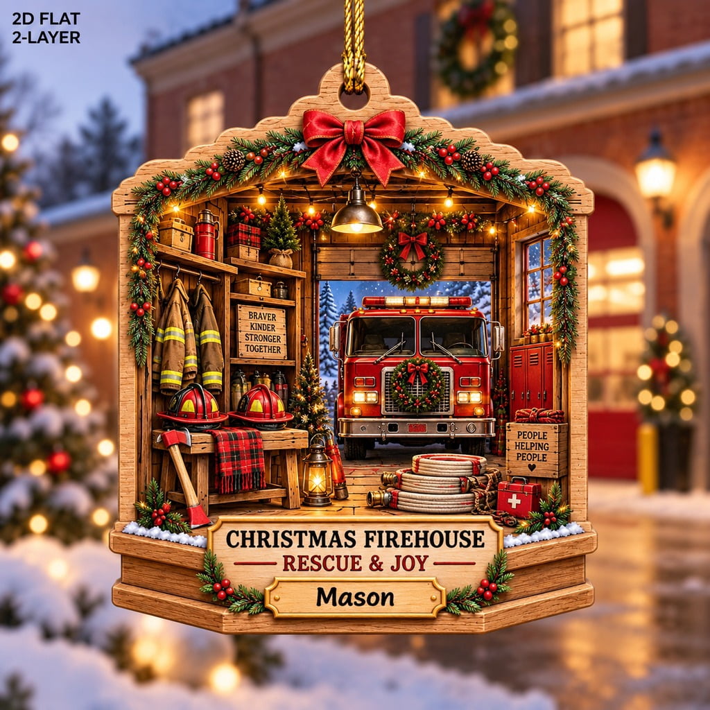 Simple Rescue Vests Wooden Ornament Christmas Firehouse Rescue Gear Tree Hanging for ...