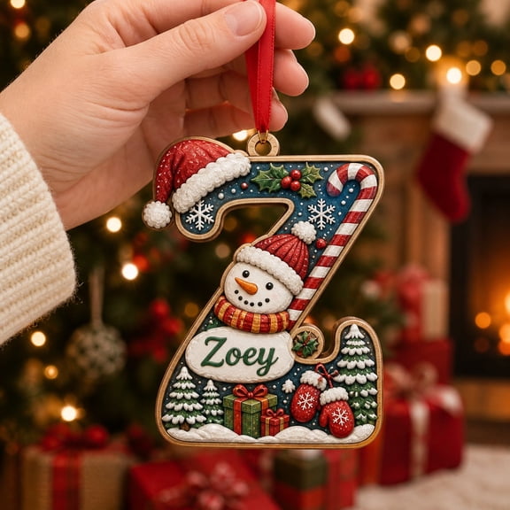 Wooden Ornament Letter Z Christmas Tree Hanging Personalized Holiday Gift
