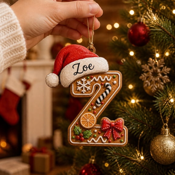 Wooden Ornament Letter Z Festive Holiday Tree Hanging for Personalized Christmas Gift