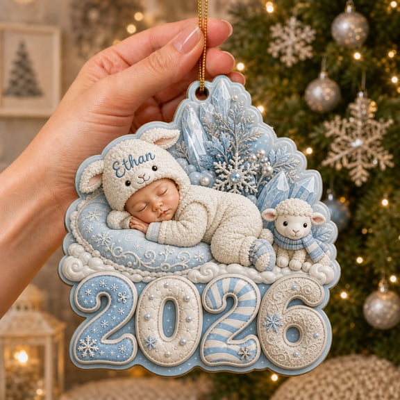 Wooden Ornament Little Lamb First Christmas Wood Tree Hanging Keepsake for New Parents
