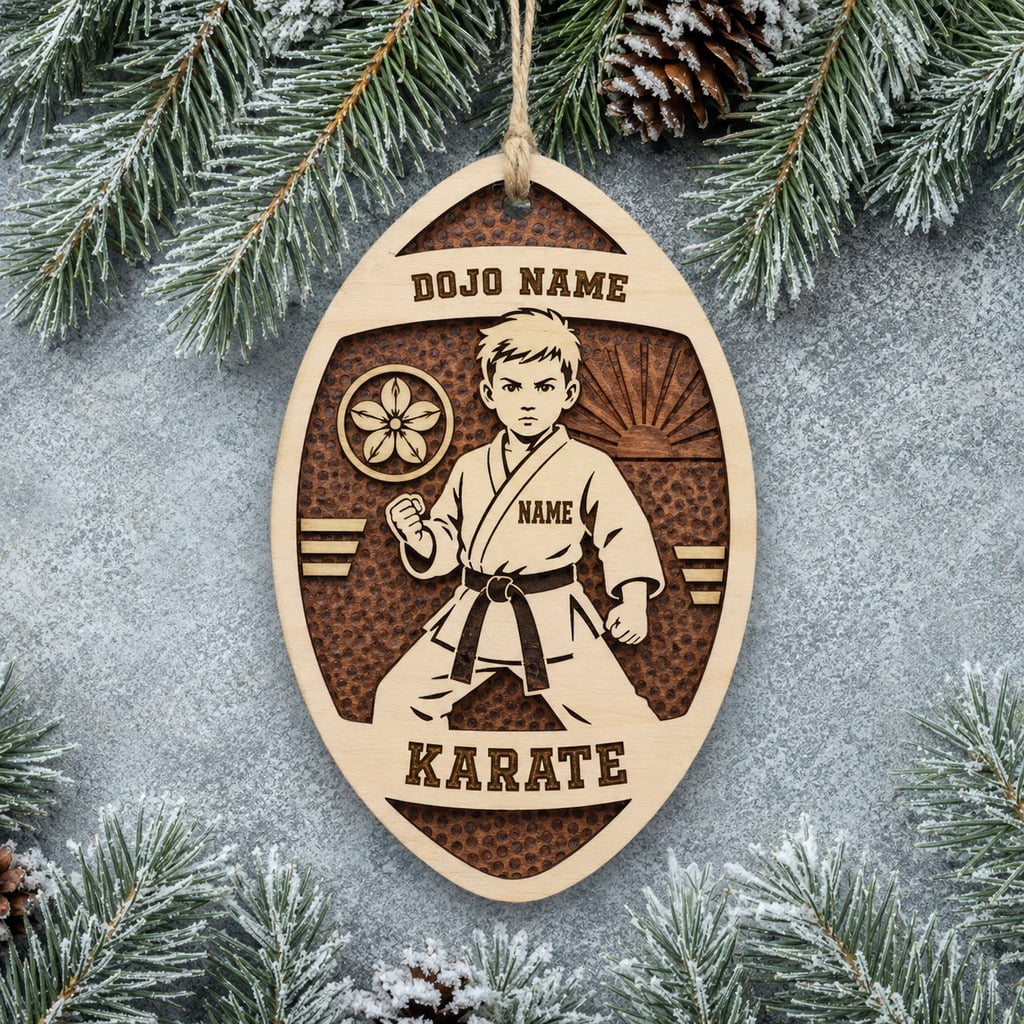 Wooden Ornament, Personalized Karate Student Name Design for Christmas ...