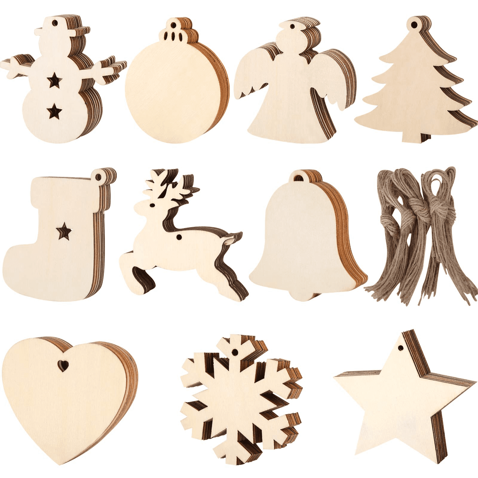 Wooden Ornaments – 100 pcs Ornament Decoration Kit for the Christmas ...