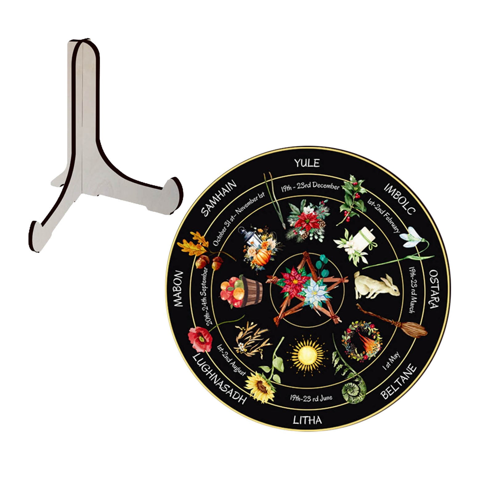 Wooden Ornaments Decorate The Interior Table Top Wheel Calendar Design