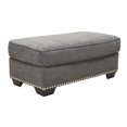 thumbnail image 1 of Wooden Ottoman with Polyester Upholstery and Nail Head Trims , Gray- Saltoro Sherpi, 1 of 4
