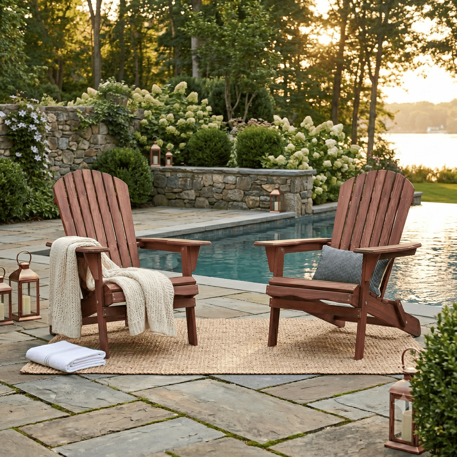 Wooden Outdoor Folding Adirondack Chair Set of 2 Wood Lounge Patio Chair for Garden,Garden, Lawn, Backyard, Deck, Pool Side, Fire Pit