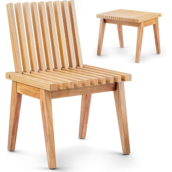 Wooden Outdoor Slat Bench, 2 in 1 Convertible Bench to Table, Acacia Solid Wood Construction for Patio, Garden and Entryway, 20 inch