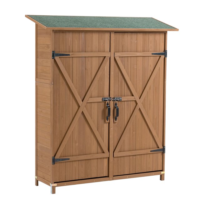 Wooden Outdoor Storage Shed, 56" Tool with Lockable Doors
