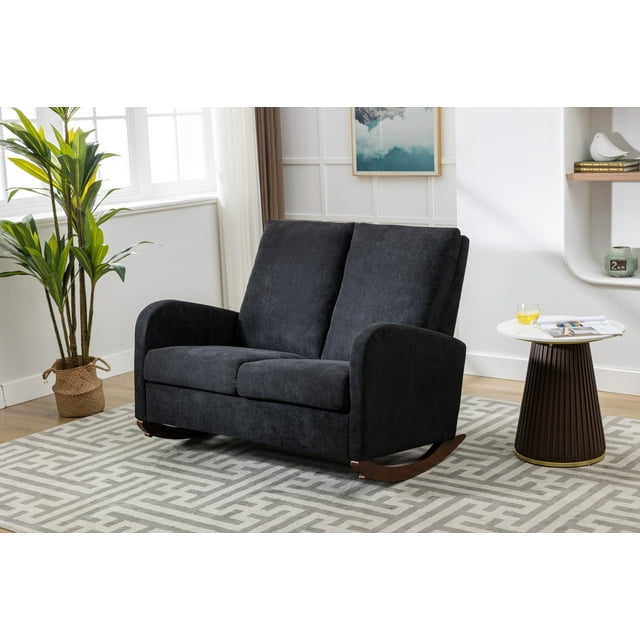 Wooden Oversized Rocking Chair, Accent Rocker Chair with Side Pocket, 2 ...