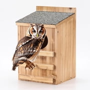 Wooden Owl House, Prebuilt Outdoor Nesting Box for Small Owls