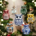 thumbnail image 1 of Wooden Owl Ornaments 10-Piece Set, Christmas Tree Decorations with Chinese Style Patterns, Hanging Pendants for Home Holiday Decor, 1 of 7