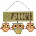 thumbnail image 1 of Wooden Owl Welcome Sign Front Door Decor Hanging Wall Art 12x7.75inch Decorative Hanging Sign (Green), 1 of 7