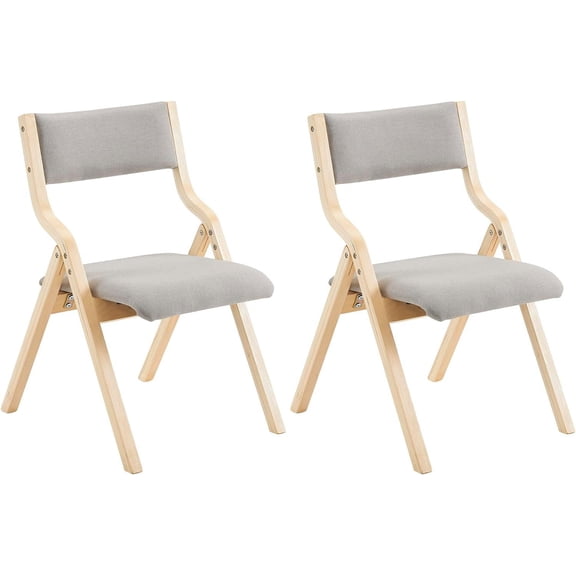 Wooden Padded Folding Chairs with Cushion 2Pack Portable Stackable Folding Dining Chairs with Padded Seat and Back Wood Frame for Living Room Kitchen Office Wedding Party
