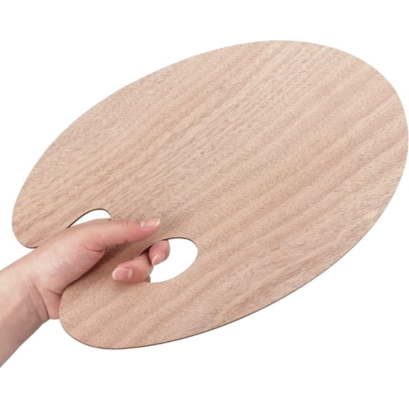 Wooden Paint Palette 13.7x9.3 Inch Large Oval Art Mixing Tray with Comfortable Thumb Hole for Oil Acrylic