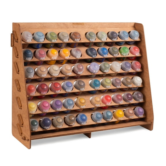 Wooden Paint Rack Organizer for Citadel Paints - Wall-mounted Storage Solution with 60 Holes - Ideal for Miniature Paint Sets - Craft Paint Holder Rack, 16x5.2x12.6 inch