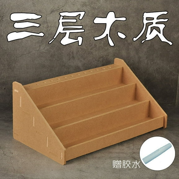 Wooden Paint Rack with Brush Holder and Ink Bottle Storage Stand, Acrylic Paint Organizer for Pigments and Art Supplies