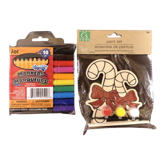 Christmas Wooden Paintable Candy Cane Ornament Craft Kit