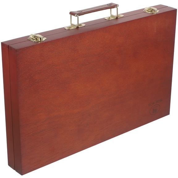 Wooden Painting Box with Hinged Lid, Artist Supply Organizer, Rectangle Drawing Tool Case for Brushes and Paints Storage