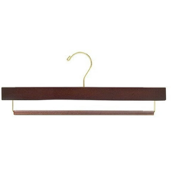 Wooden Pant Hanger w/Non-Slip Bar (Walnut/Brass)