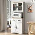 thumbnail image 1 of Wooden Pantry Room Cabinet White - Adjustable Shelving & Drawers Maximize Your Storage For Kitchen 2 Upper Door Cabinets Wood Color Countertop Stylish, 1 of 7