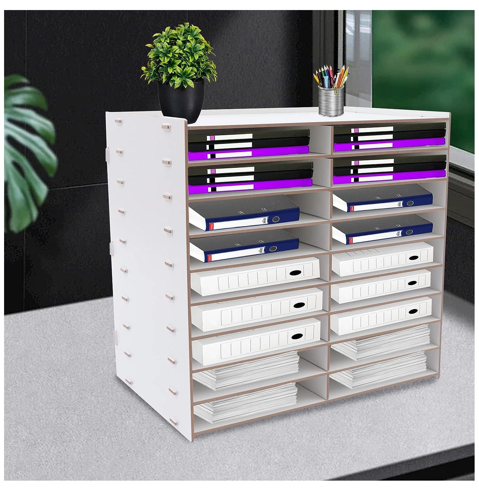 Wooden Paper Mail Tray Sorter Desktop File Literature Organiser