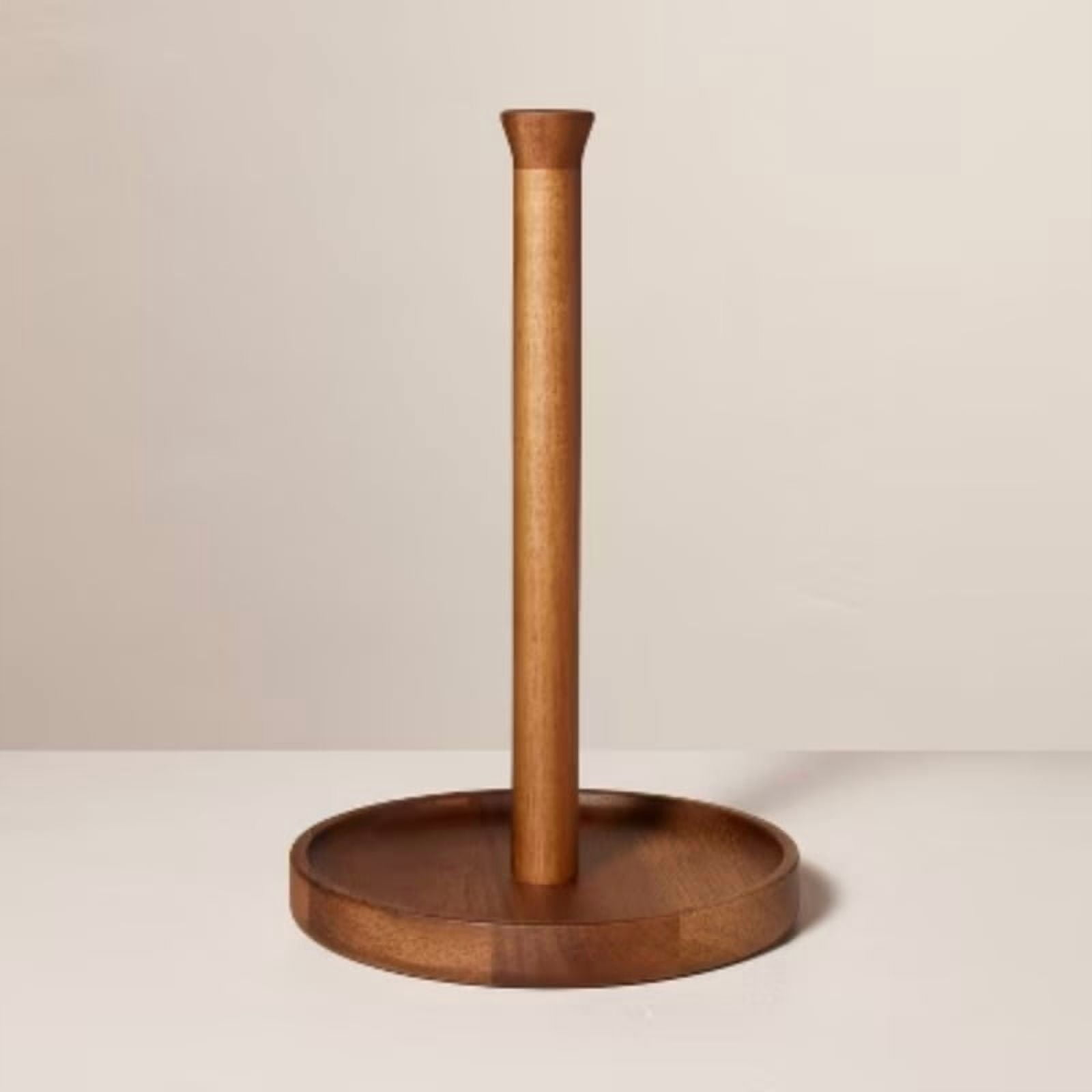 Wooden Paper Towel Holder Brown - Acacia Wood, Countertop Design, Varnished Finish
