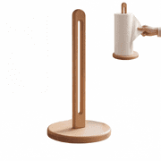 Paper Towel Holder Countertop, Non-Slip Base Paper Towel Dispenser, Wood Kitchen Decor for Bathroom, Home Light brown 12.5x6in