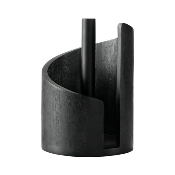 Wooden Paper Towel Holder Stand with Mango Wood Base and Metal Rod - Durable Countertop Kitchen Organizer for Roll Storage